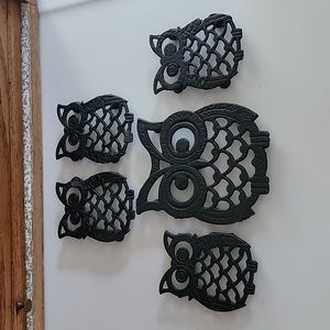 Vintage Owls Cast Iron 5 piece bundle